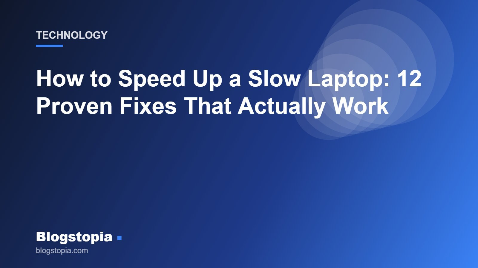 Illustration for a guide on how to speed up a slow laptop, Blogstopia Technology
